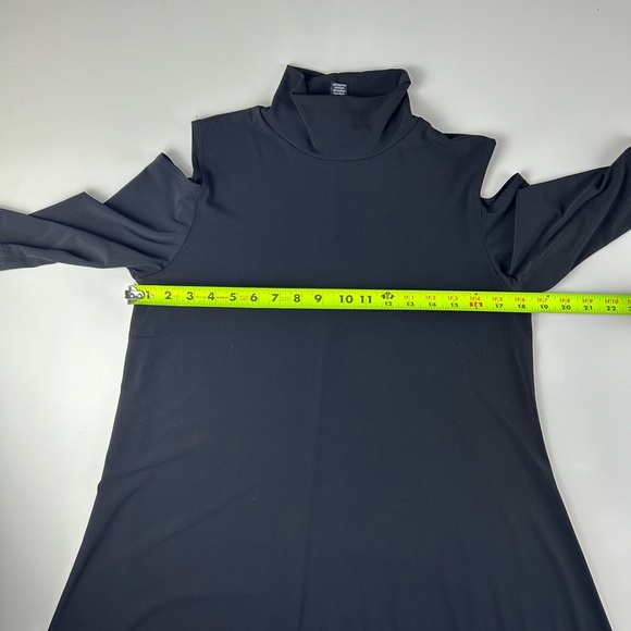 Clara Sun Woo Black Mock Neck Cold Shoulder 1/2 Sleeve Knit Tunic Top Size XS - Picture 9 of 11